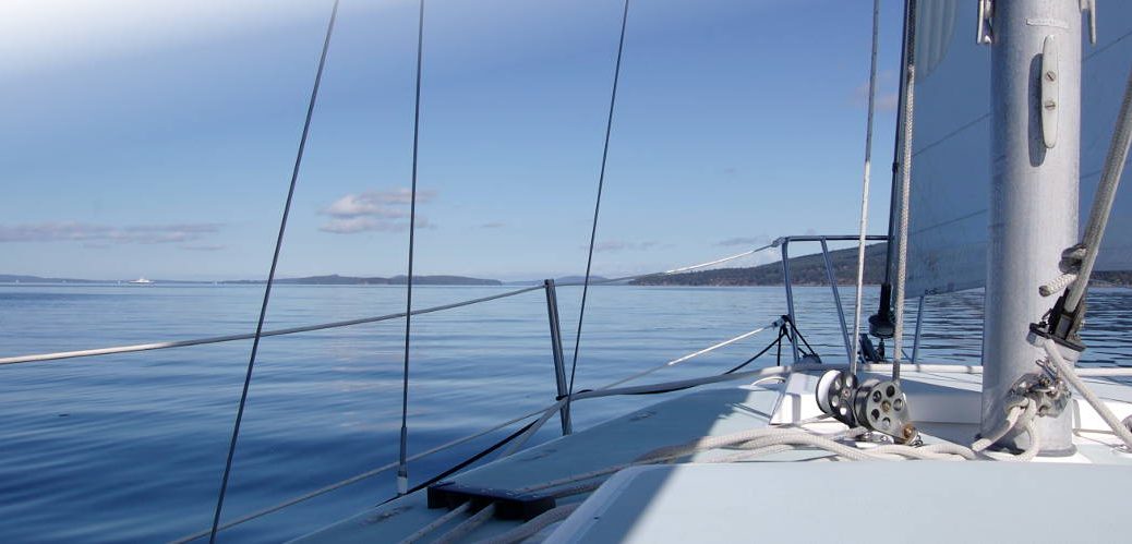 Smooth sailing on yacht in calm waters